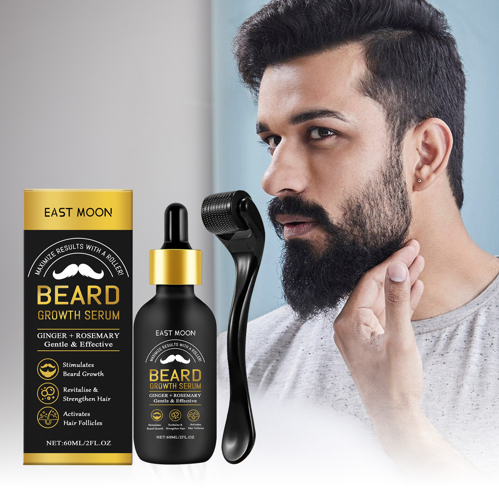 Men'S Grooming Tonic - 롤러 볼이 포함된 수염 굵어지게 하는