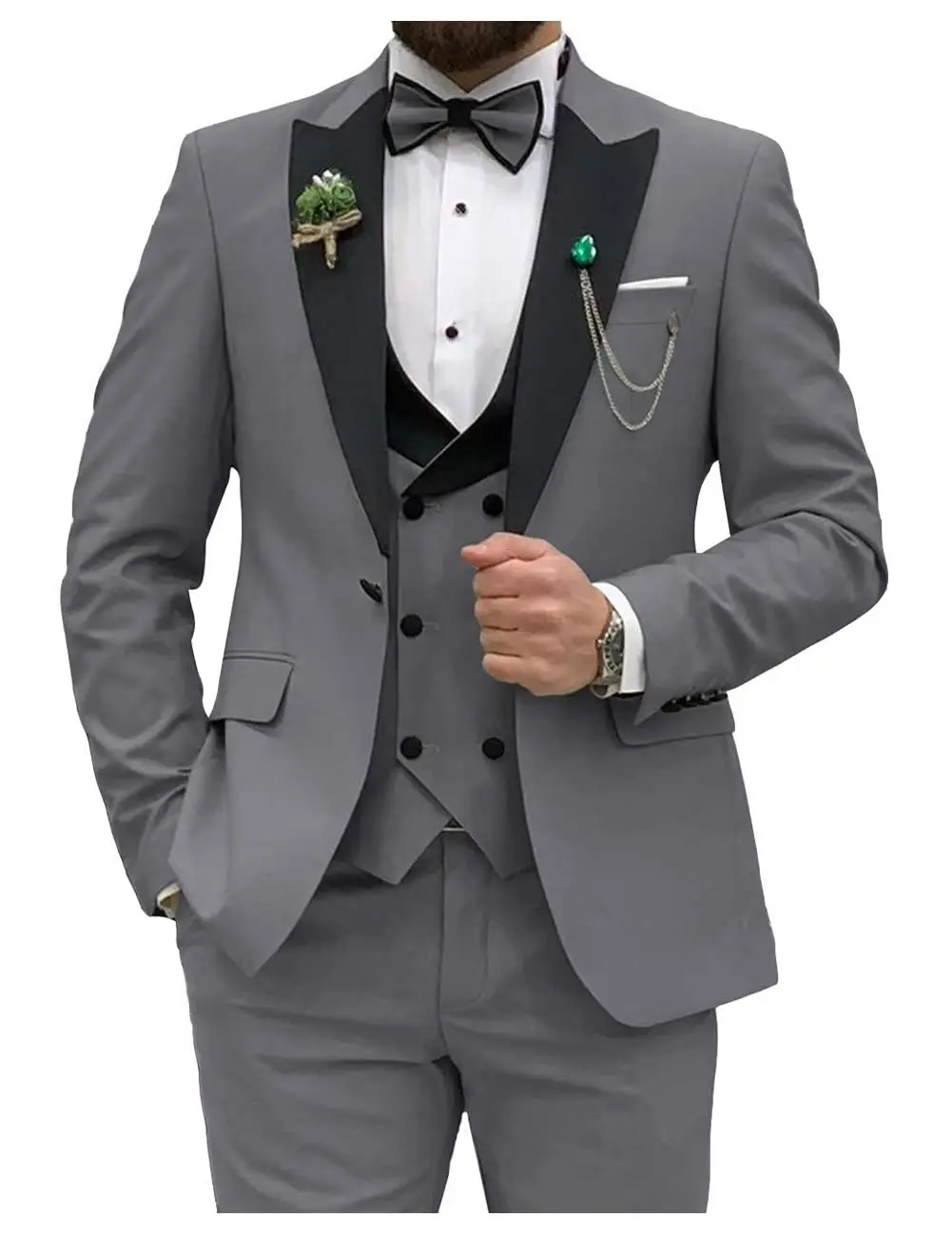 로얄 블루 남성 정장 슬림 피트 3 피스 더블 브레스트 - Men Grooming Outfit 리뷰 및 가격