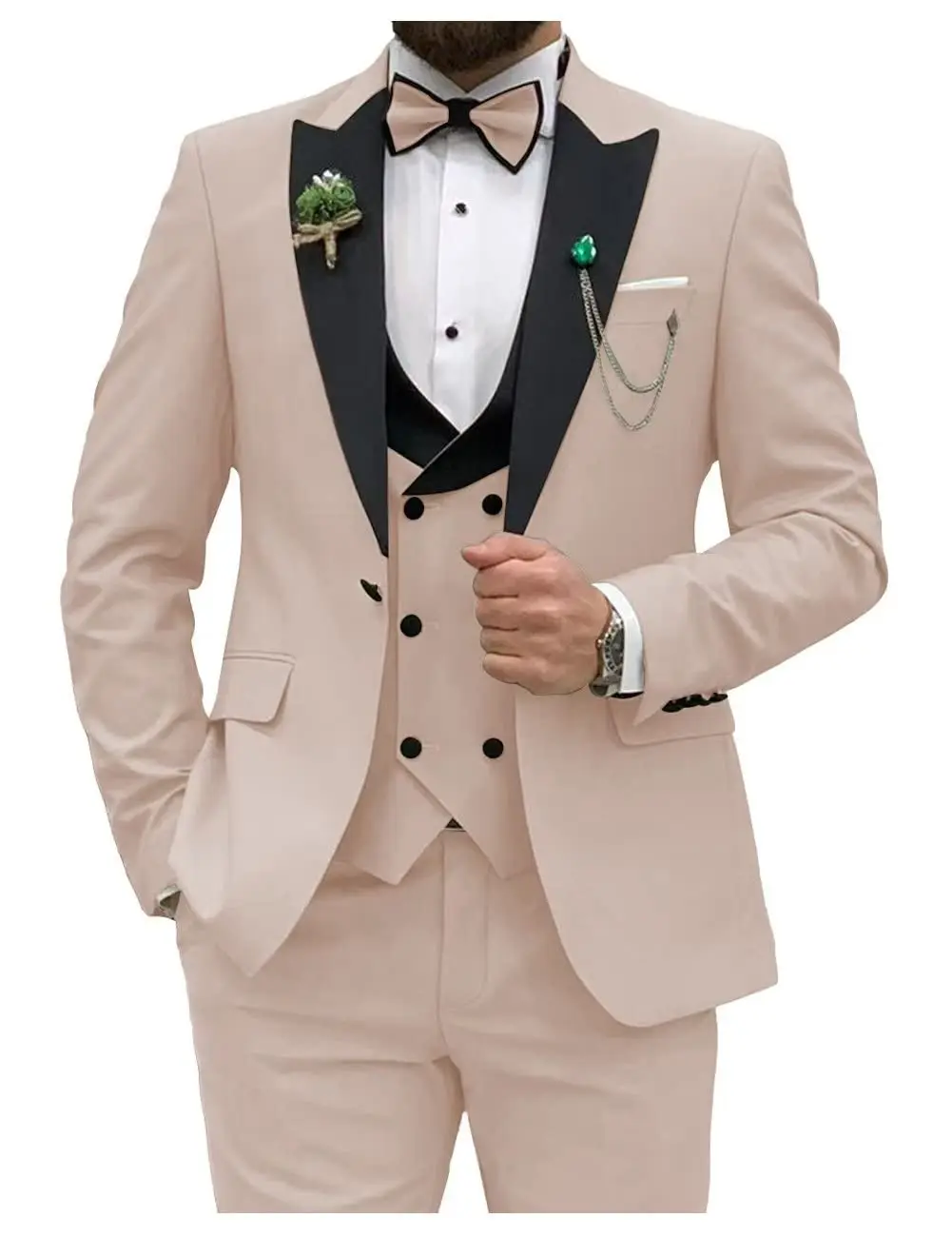 로얄 블루 남성 정장 슬림 피트 3 피스 더블 브레스트 - Men Grooming Outfit 리뷰 및 가격